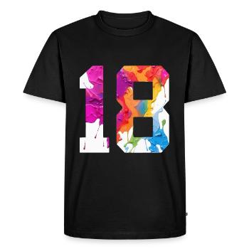 NUMÉRO COLORÉ 18 COLORÉ 18E ANNIVERSAIRE - T-shirt Premium bio Homme - noir - Devant - Nico (187cm)