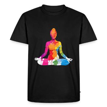 BOUDDHISME MÉDITATION MÉDITATION YOGA - T-shirt Premium bio Homme - noir - Devant - Nico (187cm)