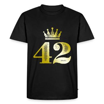 42 Number Crown Gold - Men's Premium Organic T-Shirt - black - Front - Nico (187cm)