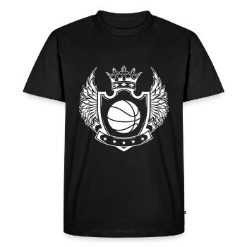 basketball crest - Men's Premium Organic T-Shirt - black - Front - Nico (187cm)