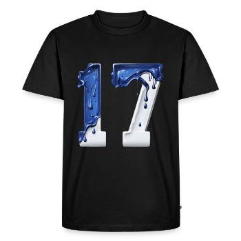 NO. 17 NUMBER 17 BLUE WHITE 17TH BIRTHDAY - Men's Premium Organic T-Shirt - black - Front - Nico (187cm)