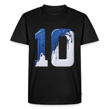 NON. 10 NUMÉRO 10 BLEU BLANC 10E ANNIVERSAIRE - T-shirt Premium bio Homme - noir - Devant - Nico (187cm)