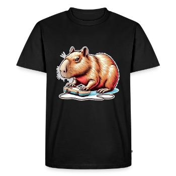 Capybara Nerd du jeu - T-shirt Premium bio Homme - noir - Devant - Nico (187cm)