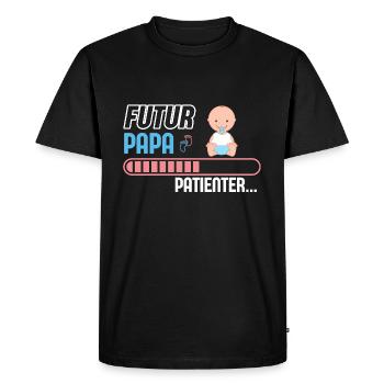 FUTUR PAPA VEUILLEZ PATIENTER - T-shirt Premium bio Homme - noir - Devant - Nico (187cm)
