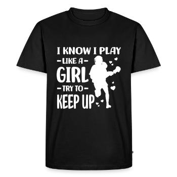 | des joueurs de crosse Cadeaux d’équipe de crosse sportive - T-shirt Premium bio Homme - noir - Devant - Nico (187cm)