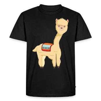 Alpaca - cute animal with blanket on the back - Men's Premium Organic T-Shirt - black - Front - Nico (187cm)