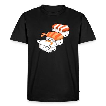 Chat et sushi - T-shirt Premium bio Homme - noir - Devant - Nico (187cm)
