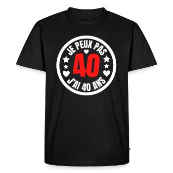 JE PEUX PAS J'AI 40 ANS - T-shirt Premium bio Homme - noir - Devant - Nico (187cm)