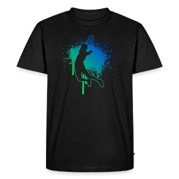 Badminton Badminton Badminton Joueuse de badminton féminin - T-shirt Premium bio Homme - noir - Devant - Nico (187cm)