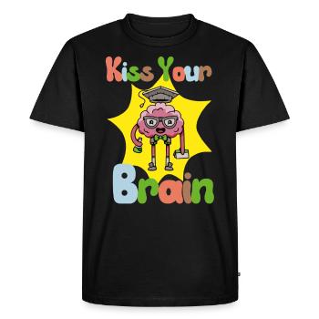 Kiss Your Brain,Teacher, Teacher Appreciation Gift - Men's Premium Organic T-Shirt - black - Front - Nico (187cm)