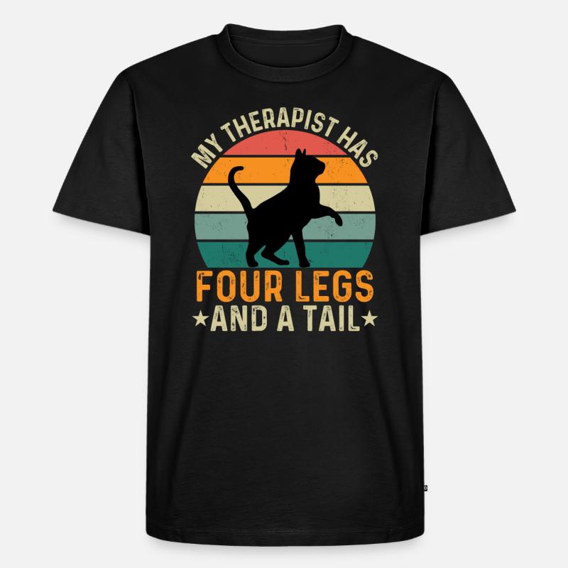 Min terapeut har fire ben og en hale - kat - Herre Premium økologisk T-shirt - sort