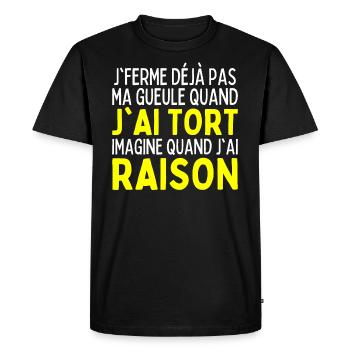 Je Ferme Jamais Ma Gueule Humour Râleur Raleuse - T-shirt Premium bio Homme - noir - Devant - Nico (187cm)