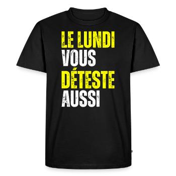 Le Lundi Vous Déteste Aussi J'aime Pas Lundi Matin - T-shirt Premium bio Homme - noir - Devant - Nico (187cm)