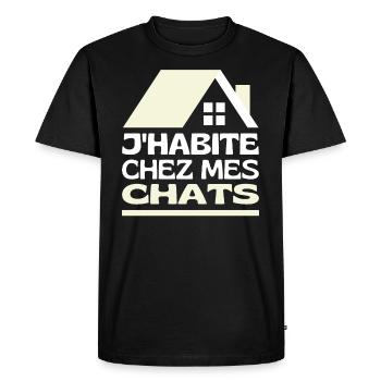 J'habite Chez Mes Chats Je Vis Maison Des Chats - T-shirt Premium bio Homme - noir - Devant - Nico (187cm)