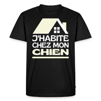 J'habite Chez Mon Chien Je Vis Maison De Mon Chien - T-shirt Premium bio Homme - noir - Devant - Nico (187cm)