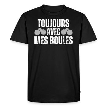 Jamais Sans Mes Boules De Pétanques Boule Pétanque - T-shirt Premium bio Homme - noir - Devant - Nico (187cm)