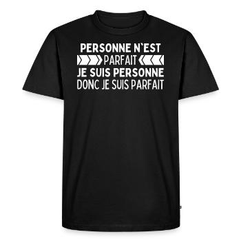Personne N'est Parfait Je Suis Personne Parfait - T-shirt Premium bio Homme - noir - Devant - Nico (187cm)