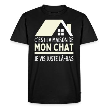 C'est La Maison De Mon Chat J'habite Chez Mon Chat - T-shirt Premium bio Homme - noir - Devant - Nico (187cm)