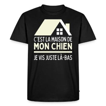 Je Vis Chez Mon Chien J'habite Maison De Mon Chien - T-shirt Premium bio Homme - noir - Devant - Nico (187cm)