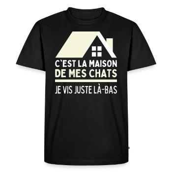 La Maison De Mes Chats J'habite Chez Mes Chats - T-shirt Premium bio Homme - noir - Devant - Nico (187cm)