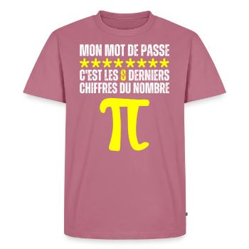 Mot De Passe 8 Derniers Chiffres Pi Nombre Maths - T-shirt Premium bio Homme - mauve - Devant - Nico (187cm)