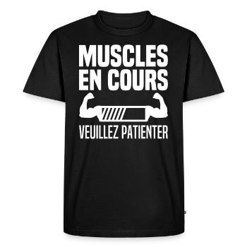 Bientôt Musclé Veuillez Patienter Muscles En Cours - T-shirt Premium bio Homme - noir - Devant - Nico (187cm)