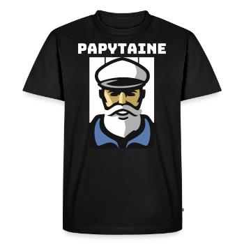 Papytaine Homme Marin Capitaine De Navire Captain - T-shirt Premium bio Homme - noir - Devant - Nico (187cm)