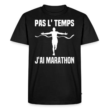 J'ai Pas Le Temps J'ai Marathon Cadeau Marathonien - T-shirt Premium bio Homme - noir - Devant - Nico (187cm)
