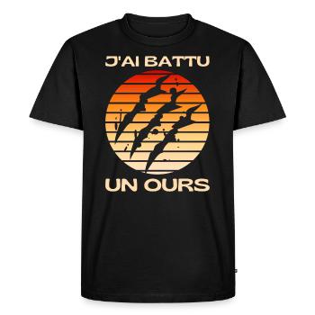 J'ai Battu Un Ours Humour Blessure Rétablissement - T-shirt Premium bio Homme - noir - Devant - Nico (187cm)