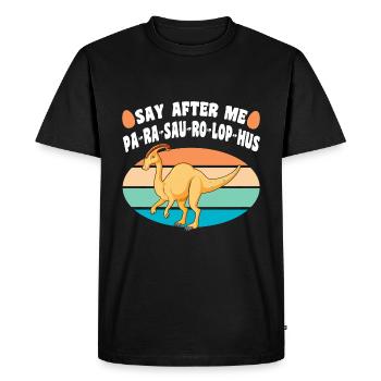 Idée cadeau dinosaure | Dino Dinos T-Rex Drôle - T-shirt Premium bio Homme - noir - Devant - Nico (187cm)