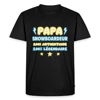 Papa snowboardeur,fête des pères,Snowboard,Humour - T-shirt Premium bio Homme - noir - Devant - Nico (187cm)
