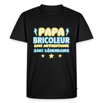 Papa bricoleur,fête des pères,bricolage,Humour - T-shirt Premium bio Homme - noir - Devant - Nico (187cm)