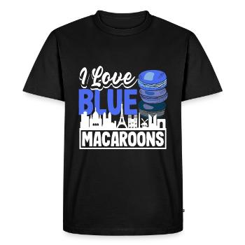I Love Blue Macaroons Paris France Patisserie - Men's Premium Organic T-Shirt - black - Front - Nico (187cm)