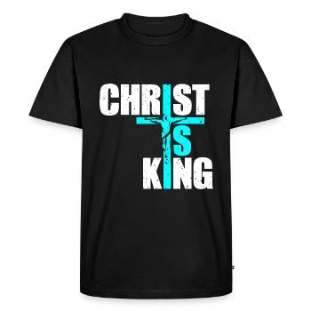 Le Christ est roi Foi chrétienne Religieux - T-shirt Premium bio Homme - noir - Devant - Nico (187cm)