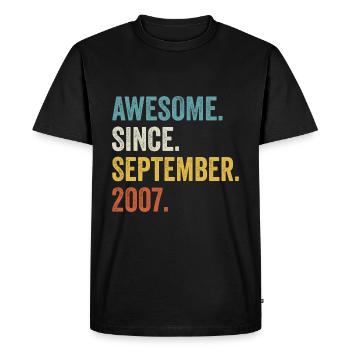 Génial depuis septembre 2007 15ème anniversaire - T-shirt Premium bio Homme - noir - Devant - Nico (187cm)