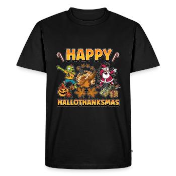 Hallothanksmas Halloween Noël Thanksgiving - T-shirt Premium bio Homme - noir - Devant - Nico (187cm)
