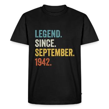 Légende depuis septembre 1942 80e anniversaire - T-shirt Premium bio Homme - noir - Devant - Nico (187cm)