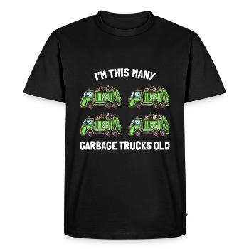 Je suis ce vieux 4ème anniversaire de camions à ordures - T-shirt Premium bio Homme - noir - Devant - Nico (187cm)