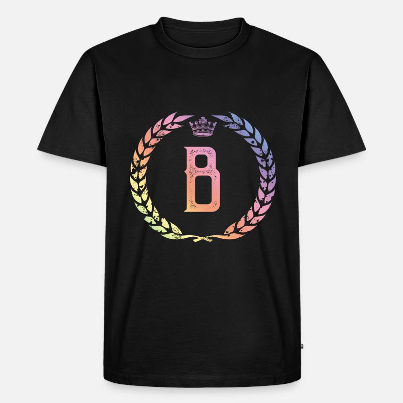 B Buchstabe Kranz - Männer Premium Bio T-Shirt - Schwarz