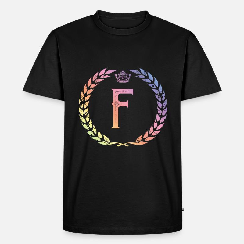 F Buchstabe Kranz - Männer Premium Bio T-Shirt - Schwarz