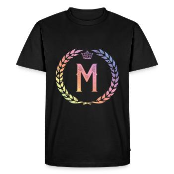 M letter wreath - Men's Premium Organic T-Shirt - black - Front - Nico (187cm)