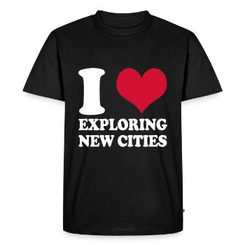 Visite guidée de la ville J’aime explorer de nouvelles - T-shirt Premium bio Homme - noir - Devant - Nico (187cm)