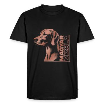 Magyar Vizsla dessin tête or rose - T-shirt Premium bio Homme - noir - Devant - Nico (187cm)