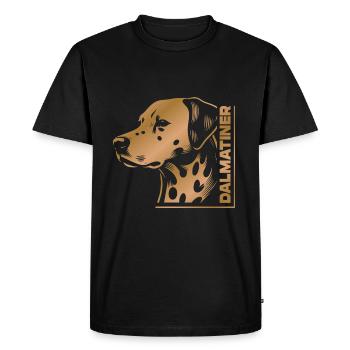 Portrait dalmatien dessin tête or - T-shirt Premium bio Homme - noir - Devant - Nico (187cm)