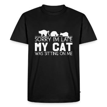 Désolé d'être en retard Mon chat était assis sur - T-shirt Premium bio Homme - noir - Devant - Nico (187cm)