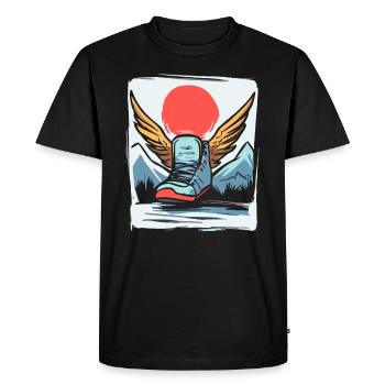 Japanese Red Sun Sneakers with Wings - Men's Premium Organic T-Shirt - black - Front - Nico (187cm)