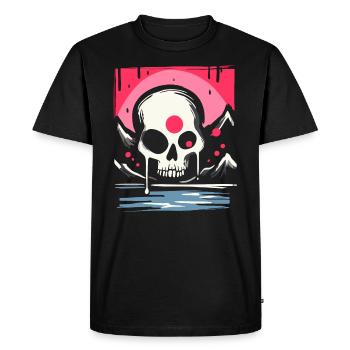 Le soleil rouge du Japon : Crâne de gouttes roses - T-shirt Premium bio Homme - noir - Devant - Nico (187cm)