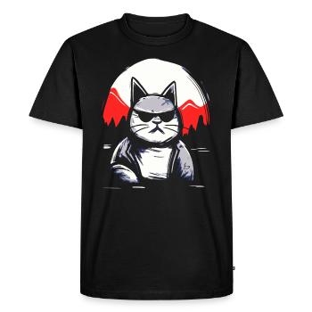 Soleil rouge japonais : lunettes de soleil cool chat - T-shirt Premium bio Homme - noir - Devant - Nico (187cm)