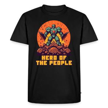 Cartoon Comic, Hero of the People - Men's Premium Organic T-Shirt - black - Front - Nico (187cm)