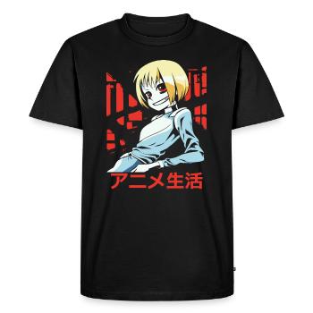 Relaxed anime girl from Japan - Men's Premium Organic T-Shirt - black - Front - Nico (187cm)